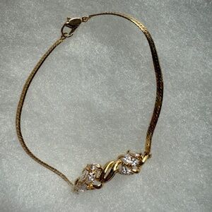 Beautiful Gold tone Bracelet with Rhinestones